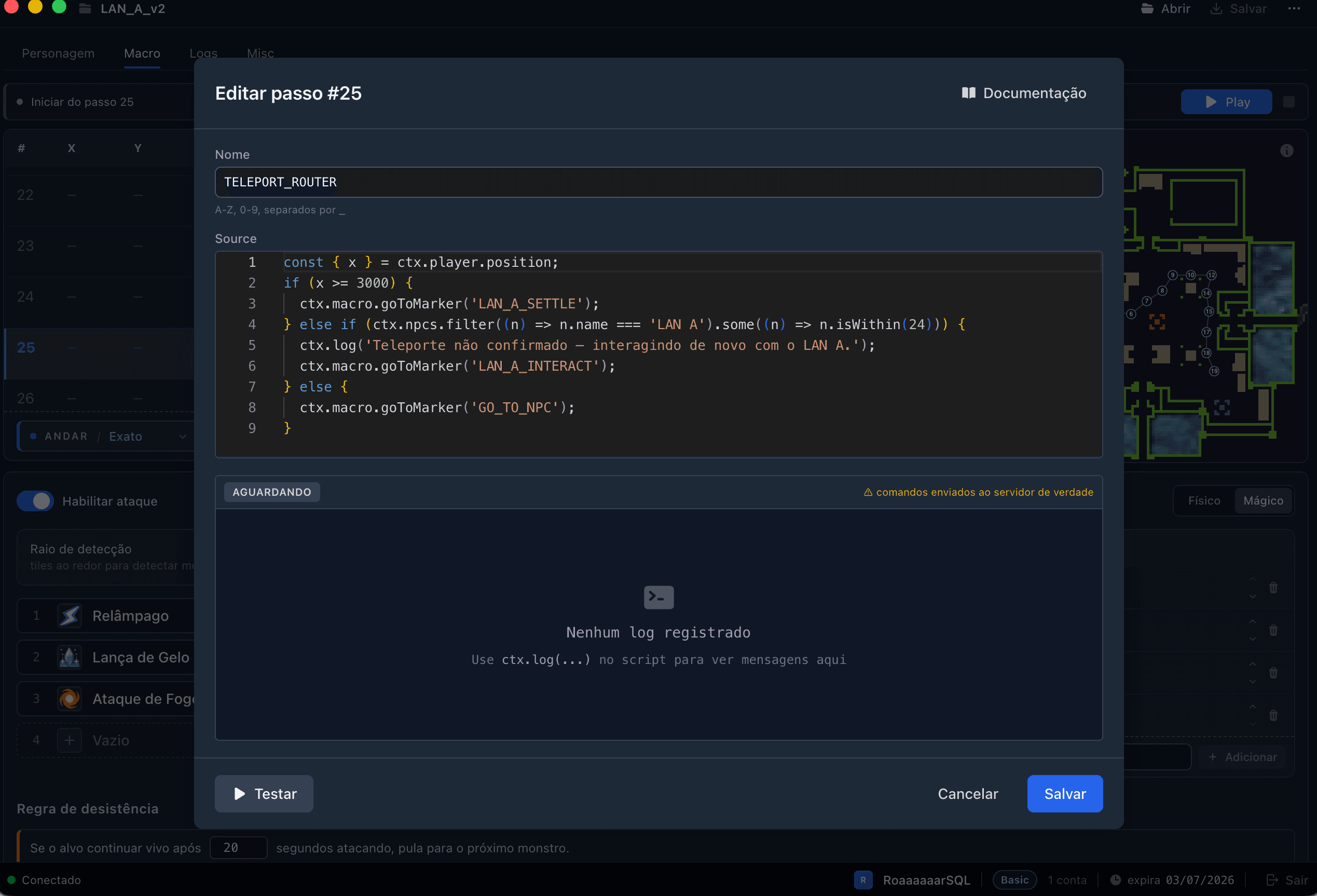 WYDbot — Editor de scripts